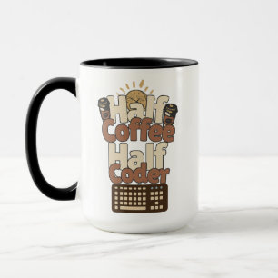 Mug Moitié Café, Moitié Codeur