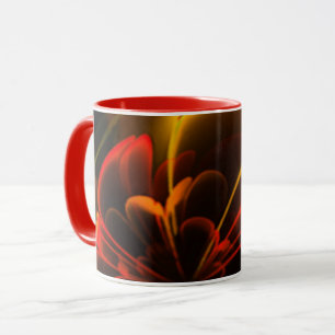 Mug Moitié Corolla rouge orange stylisée