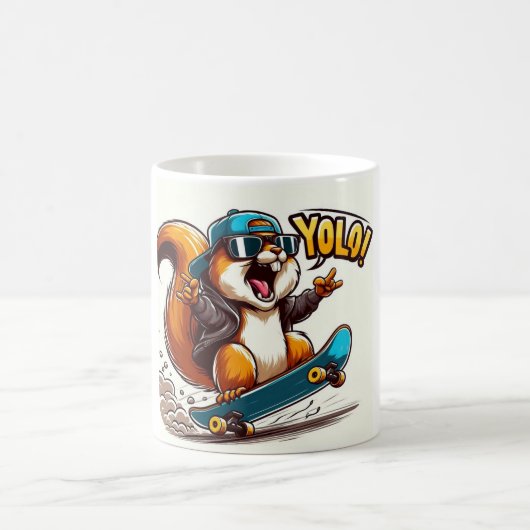 Mug mok branché avec hamster sur skateboard (Centre)