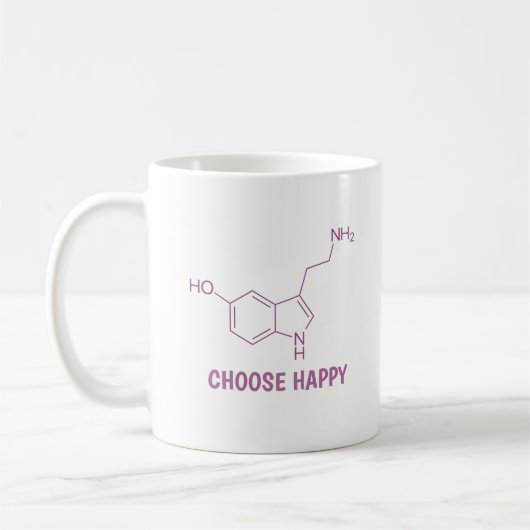 Mug Molécule de sérotonine Choisissez Happy (Gauche)