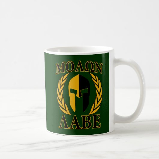 Mug Molon Labe Laurels spartiates sur Forest Green (Droite)