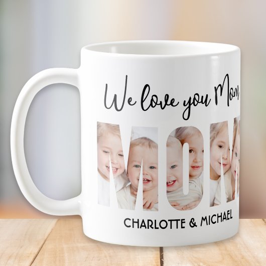 Mug Mom 3 Photos Cutout Letters