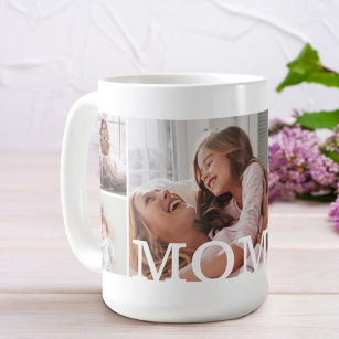 Mug MOM - Collage photo multiple et monogramme personn