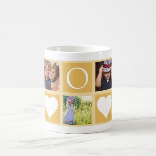 Mug Mom Custom 5 Photos Hearts Yellow (Centre)