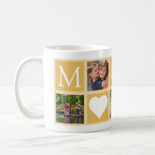 Mug Mom Custom 5 Photos Hearts Yellow (Gauche)