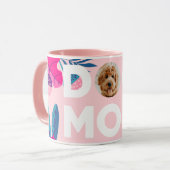 Mug MOM DE CHIEN, Votre Photo De Coupe, Fleurs Roses & (Devant gauche)