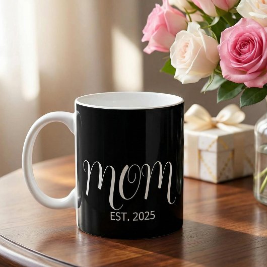 Mug Mom Established Black Scrip New Mom Gift 