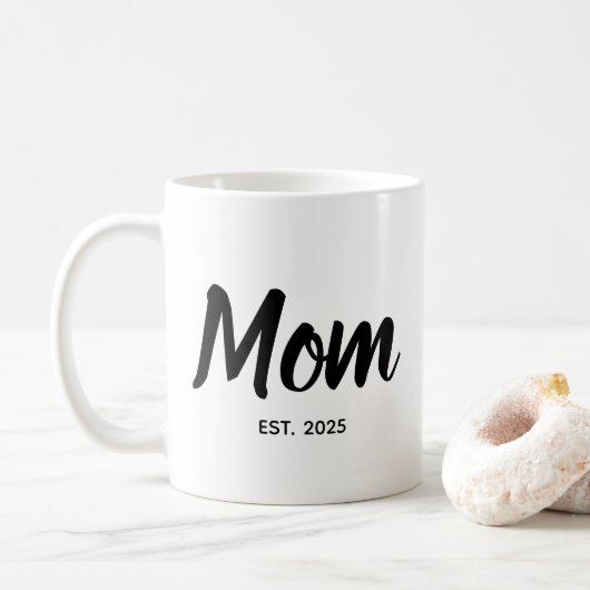 Mug Mom Established Black Script Custom Year (Avec donut)