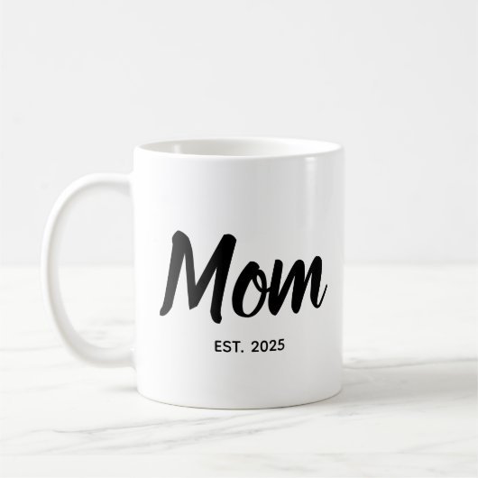 Mug  Mom Established Black Script Custom Year (Gauche)