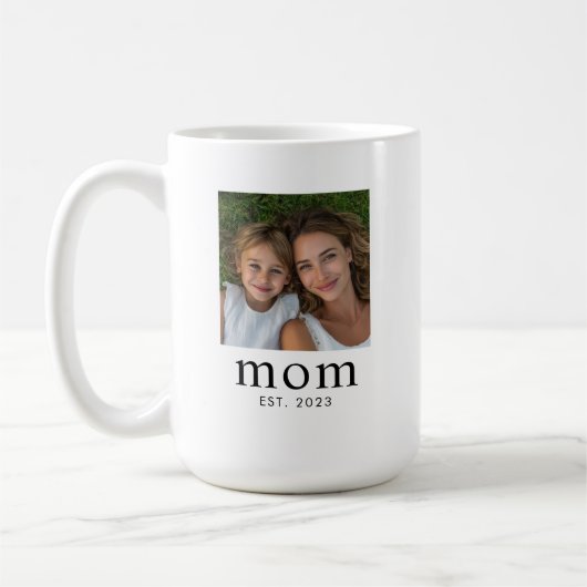 Mug Mom Established Modern Black 2 Photo  (Gauche)