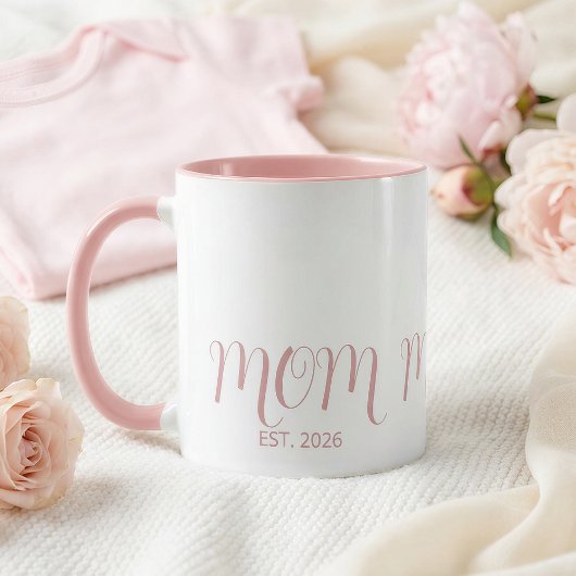 Mug Mom Established Sweet Pink Script New Mom Gift