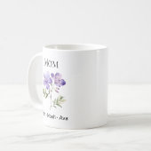 Mug Mom February Birth Flower with Kids Names (Devant gauche)