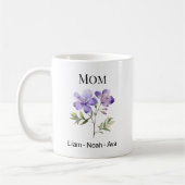 Mug Mom February Birth Flower with Kids Names (Gauche)
