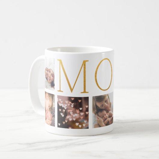 Mug MOM Gold Foil texte moderne élégant Multi 7 Photo (Devant gauche)