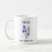 Mug Mom July Birth Flower with Kids Names (Gauche)
