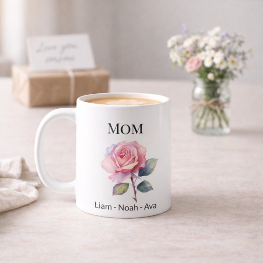 Mug Mom June Birth Flower with Kids Names