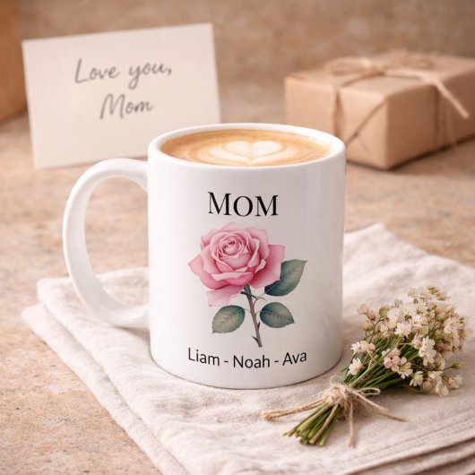 Mug Mom June Birth Flower with Kids Names