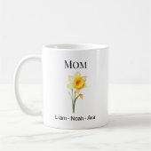 Mug Mom March Birth Flower with Kids Names (Gauche)