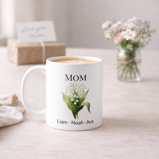 Mug Mom May Birth Flower with Kids Names