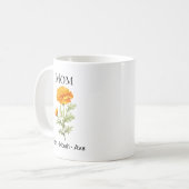 Mug Mom October Birth Flower with Kids Names (Devant gauche)