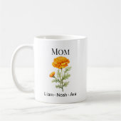 Mug Mom October Birth Flower with Kids Names (Gauche)