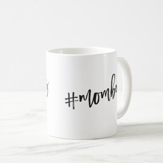 Mug #MOMBOSS black minimum décontracté script drôle (Devant droit)