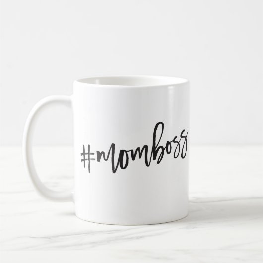 Mug #MOMBOSS black minimum décontracté script drôle (Gauche)