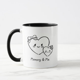 Mug Mommy And Me Hearts Hand-drawn Coffee