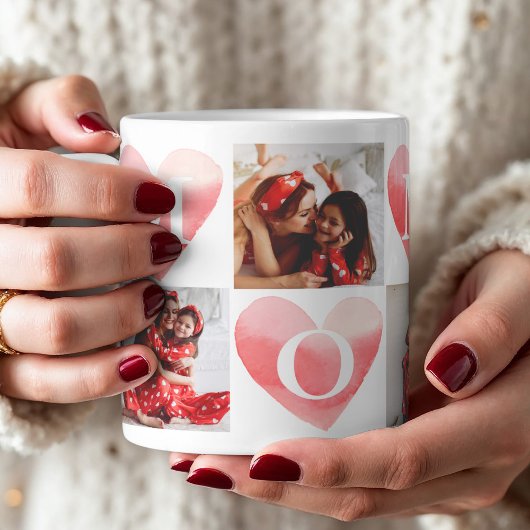 Mug Mommy Watercolor Heart Photo Collage