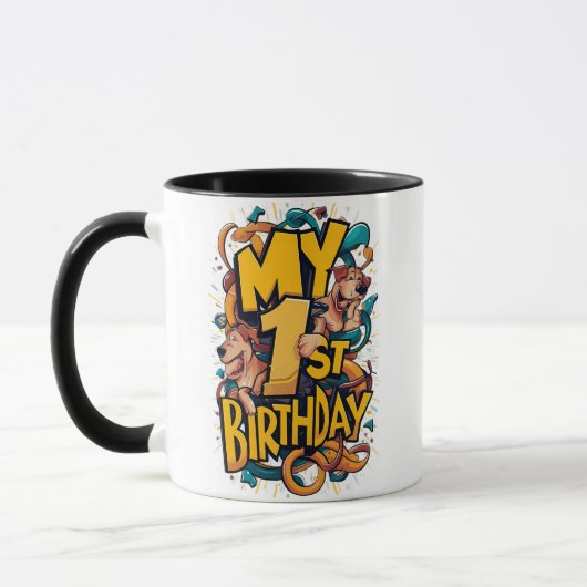 Mug Mon 1er Anniversaire Avec Chiens (Gauche)