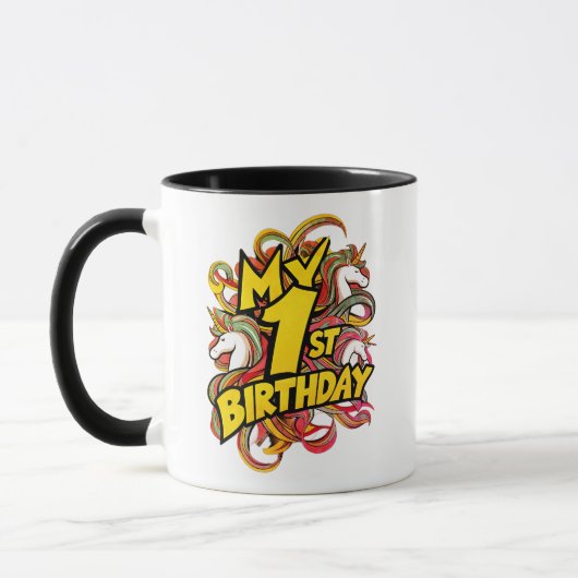 Mug Mon 1er Anniversaire Avec Unicornes (Gauche)