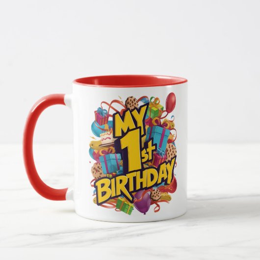 Mug Mon 1Er Anniversaire Gâteau Et Ballons (Gauche)