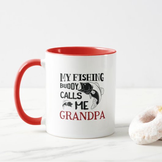 Mug Mon ami de pêche m'appelle grand-père, cadeau (Avec donut)