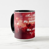 Mug "Mon amour" dans différentes langues (Devant gauche)