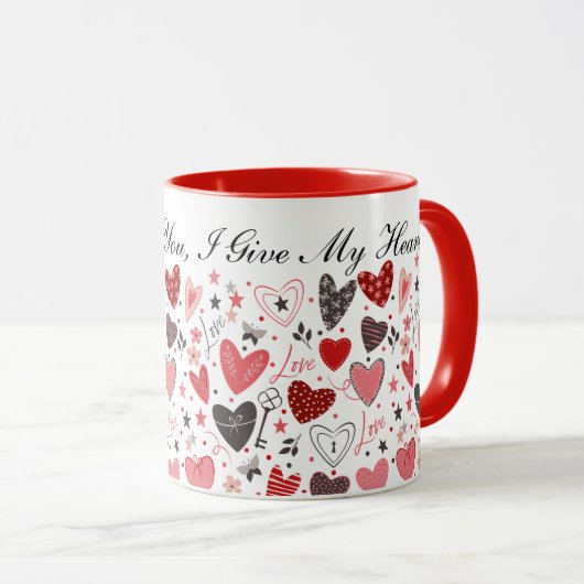 Mug Mon Amour Pour Vous, Je Donne Mon Coeur - Modèle C (Devant droit)
