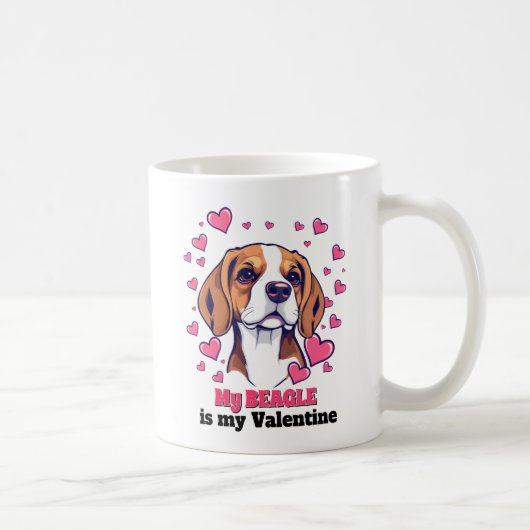 Mug Mon Beagle est Mon Chien Saint Valentin mignon drô (Droite)