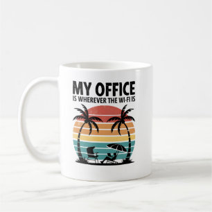 Mug Mon bureau est là où le Wi-Fi est rétro Beach