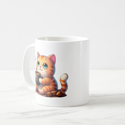 Mug Mon chat boit du café (Devant gauche)