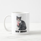 Mug Mon chat est mon patron lunettes de soleil cravate (Gauche)