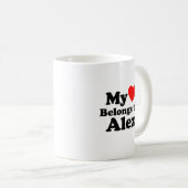 Mug Mon coeur appartient à Alex (Devant droit)