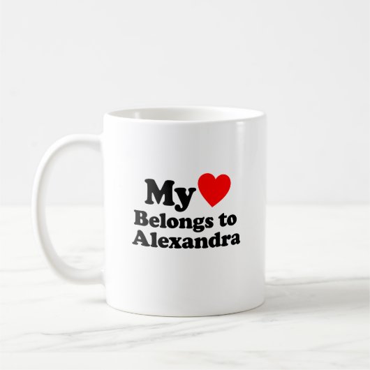 Mug Mon coeur appartient à Alexandra (Gauche)