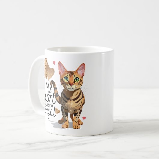 Mug Mon coeur appartient à un chat du Bengale (Devant gauche)