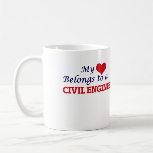 Mug Mon coeur appartient à un ingénieur civil (Gauche)
