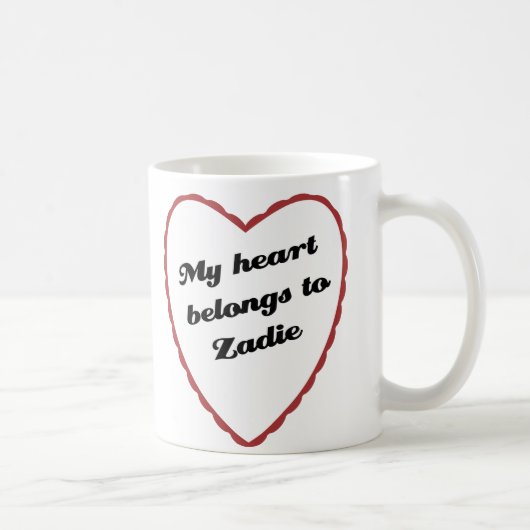 Mug Mon coeur appartient à Zadie (Droite)