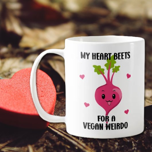Mug Mon coeur bat pour un weirdo végétalien, Valentine