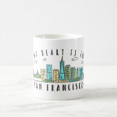 Mug Mon coeur est à SAN FRANCISCO - Skyline dessiné à  (Centre)