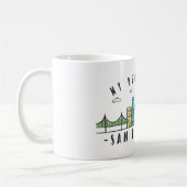 Mug Mon coeur est à SAN FRANCISCO - Skyline dessiné à  (Gauche)
