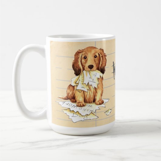 Mug Mon Dachshund allongé a mangé mes devoirs (Gauche)