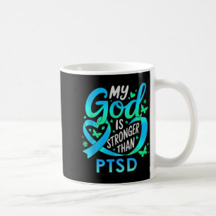 Mug Mon Dieu est plus fort que le Ruban Sarcelle de Se