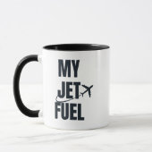 Mug Mon Jet Fuel & Avion, Mari de copain, Drôle (Gauche)